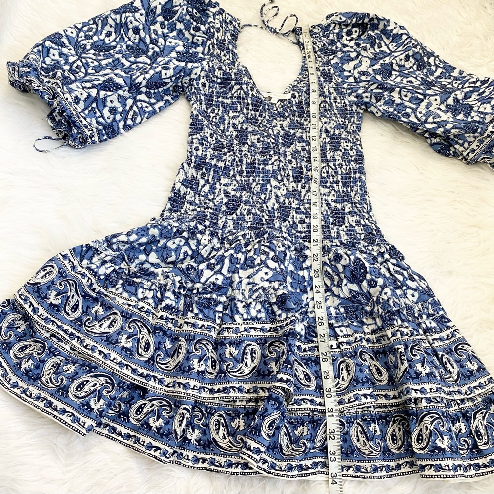 LOVE THE LABEL Blue Floral Puff Sleeve Mini Dress - Picture 6 of 9
